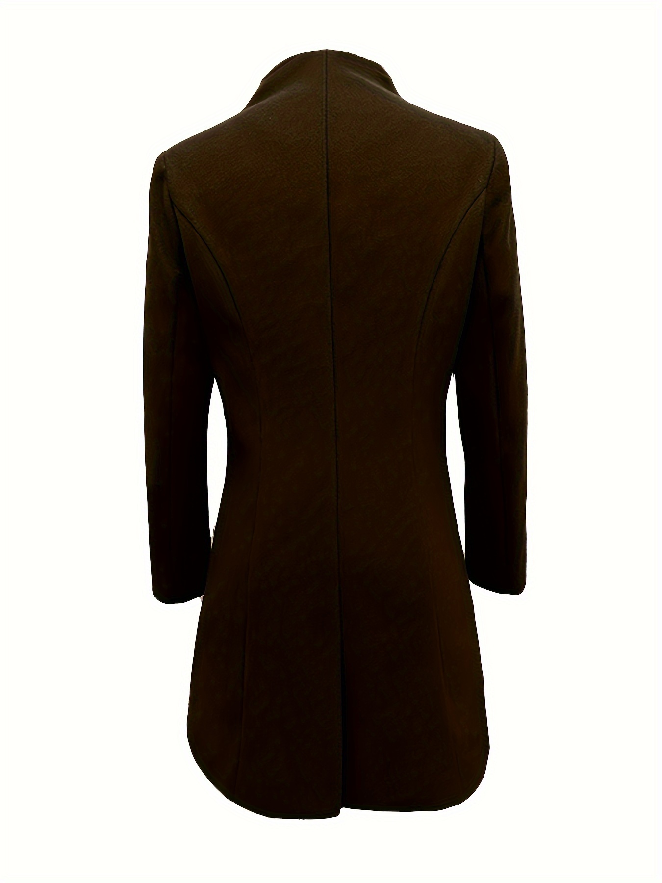 single breasted solid coat, single breasted solid coat elegant long sleeve versatile outerwear womens clothing details 1