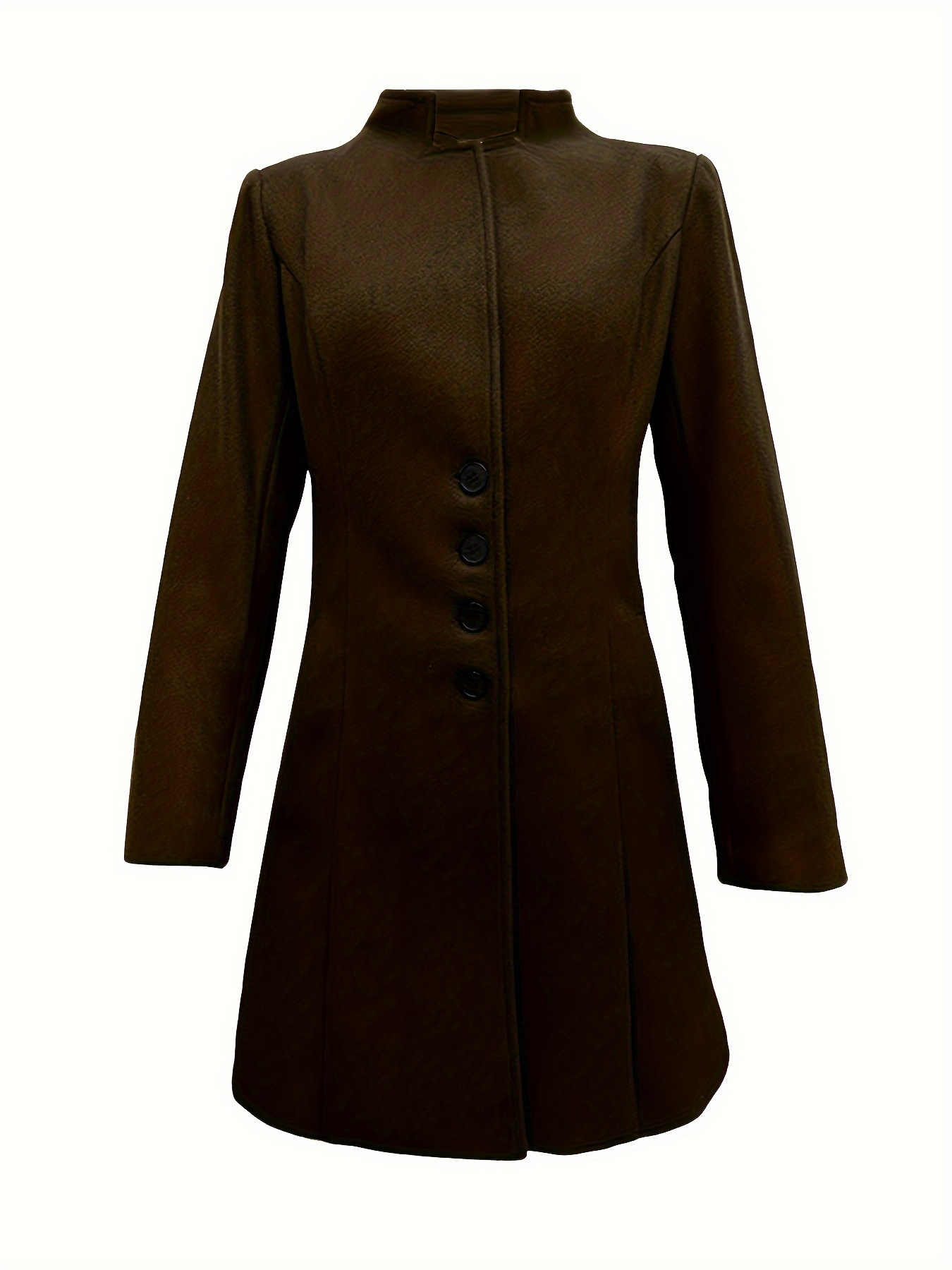 single breasted solid coat, single breasted solid coat elegant long sleeve versatile outerwear womens clothing details 3