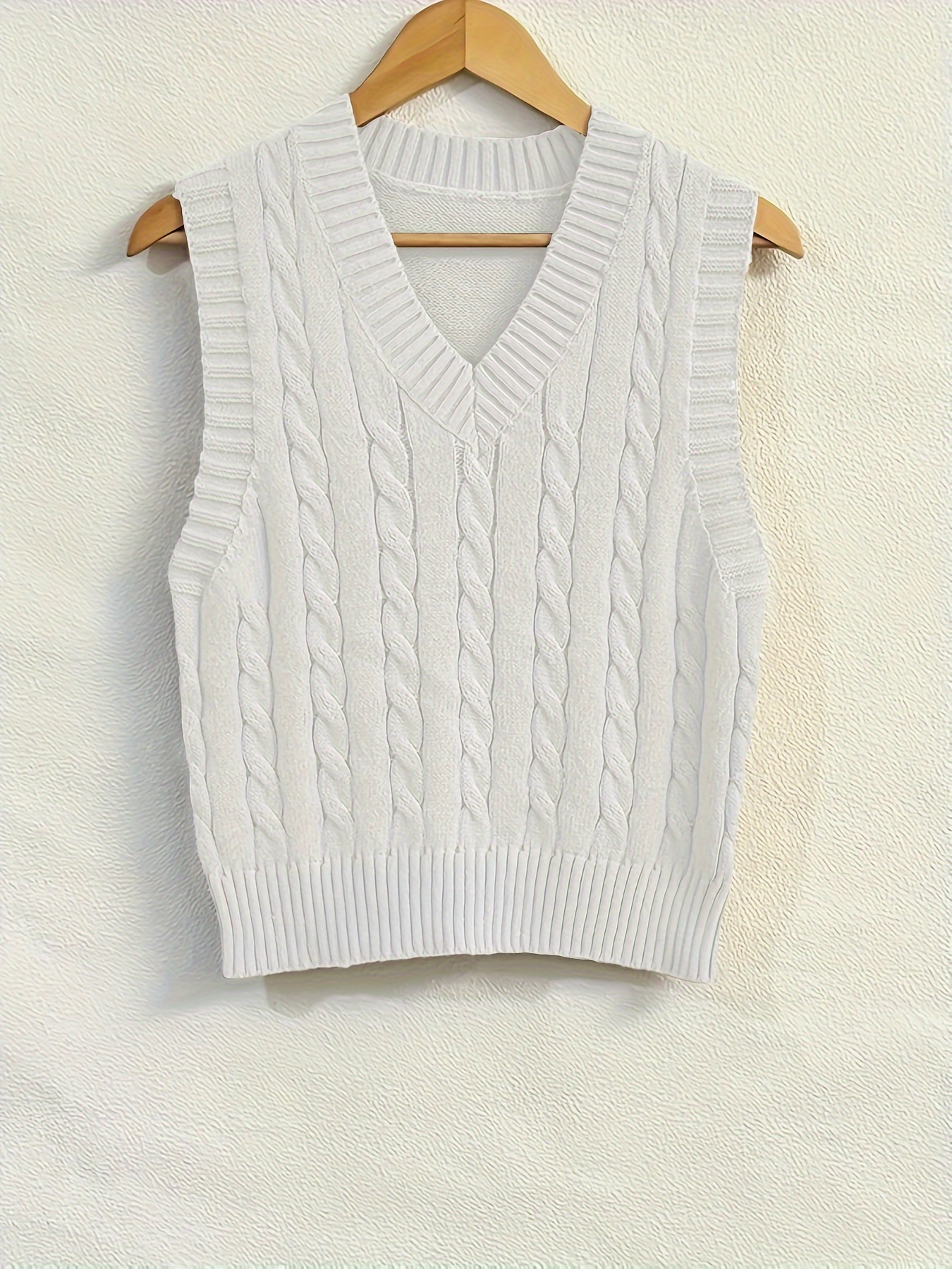 twist pattern v neck sweater vest y2k sleeveless vest for spring fall womens clothing details 42