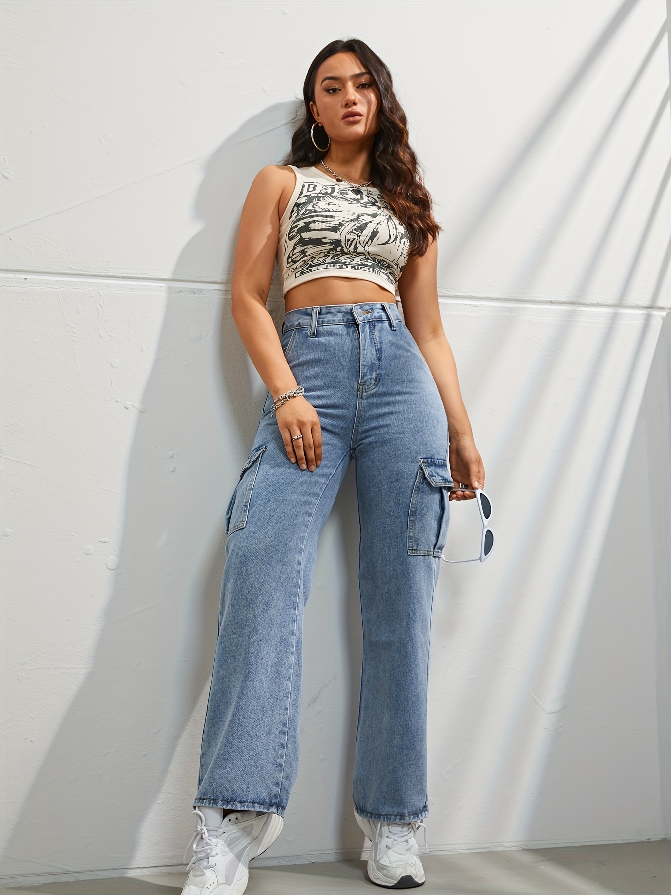 side flap pocket high waist denim cargo pants light washed casual slash pocket cargo jeans kpop y2k womens denim jeans clothing details 14