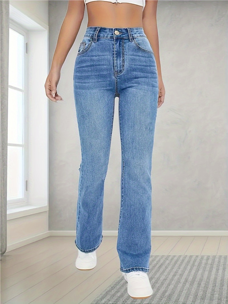 high stretch washed straight jeans slant pockets high waist denim pants womens denim jeans clothing details 0