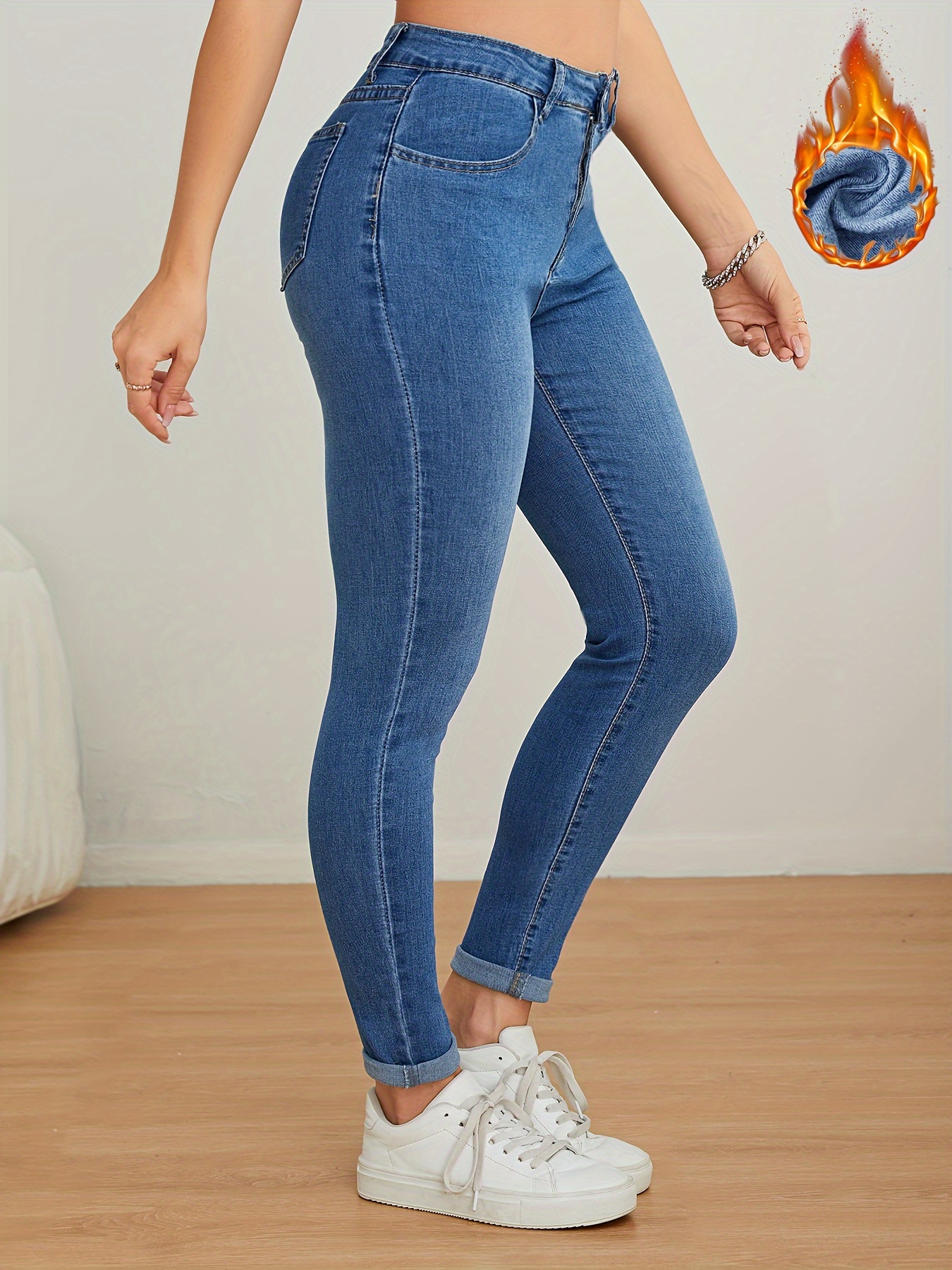 fleece liner casual skinny jeans slim fit mid stretch slant pockets tight jeans womens denim jeans clothing details 6